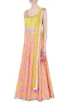 Buy_Avnni Kapur_Yellow Katan Silk Embroidered Thread Work Scoop Neck Lehenga Set _Online_at_Aza_Fashions