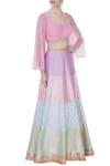 Buy_Avnni Kapur_Multi Color Banarasi Silk Woven Sweetheart Neck Lehenga Set For Women_at_Aza_Fashions