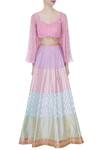 Shop_Avnni Kapur_Multi Color Banarasi Silk Woven Sweetheart Neck Lehenga Set For Women_Online_at_Aza_Fashions