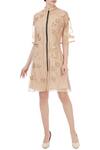 Buy_Devina Juneja_Beige Sheer Jacket Dress_at_Aza_Fashions