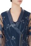 Devina Juneja_Blue V Neck Sheer Jacket Dress For Women_at_Aza_Fashions