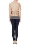 Shop_Devina Juneja_Beige Round Applique Embroidered Top For Women_at_Aza_Fashions