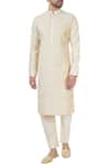 Buy_Mehraab_Beige Mix Blend Embroidered Gota Work Kurta  _at_Aza_Fashions