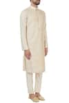 Mehraab_Beige Mix Blend Embroidered Gota Work Kurta  _Online_at_Aza_Fashions