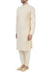 Buy_Mehraab_Beige Mix Blend Embroidered Gota Work Kurta  _Online_at_Aza_Fashions