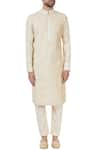 Shop_Mehraab_Beige Mix Blend Embroidered Gota Work Kurta  _Online_at_Aza_Fashions