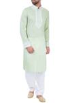 Buy_Mehraab_Green Mix Blend Embroidered Mirror Work Kurta  _at_Aza_Fashions