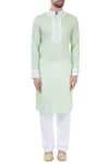 Shop_Mehraab_Green Mix Blend Embroidered Mirror Work Kurta  _Online_at_Aza_Fashions