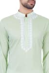 Mehraab_Green Mix Blend Embroidered Mirror Work Kurta  _at_Aza_Fashions