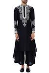 Shop_Mehraab_Black Mix Blend Embroidered Mirror Work Kurta  _Online_at_Aza_Fashions