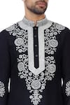 Mehraab_Black Mix Blend Embroidered Mirror Work Kurta  _at_Aza_Fashions