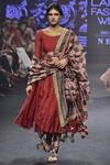 Buy_PUNIT BALANA_Red Round Chanderi Silk Anarkali Set For Women_at_Aza_Fashions