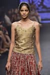 PUNIT BALANA_Gold Round Chanderi Silk Skirt Set For Women_Online_at_Aza_Fashions