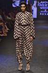 Buy_PUNIT BALANA_Beige Mandarin Collar Checkered Shirt And Pant Set For Women_at_Aza_Fashions