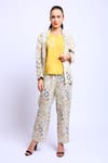 Buy_Linen Bloom_Beige 100% Linen Digital Prints Flap Collar Oriental Blazer _at_Aza_Fashions