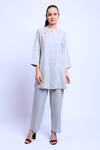 Buy_Linen Bloom_Grey Linen Embroidered Tunic_at_Aza_Fashions
