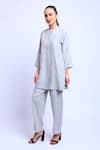 Linen Bloom_Grey Linen Embroidered Tunic_Online_at_Aza_Fashions