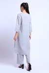 Shop_Linen Bloom_Grey Linen Embroidered Asymmetric Tunic_at_Aza_Fashions