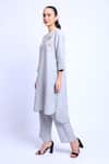 Linen Bloom_Grey Linen Embroidered Asymmetric Tunic_Online_at_Aza_Fashions
