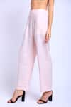 Shop_Linen Bloom_Pink 100% Linen Solid Pant _at_Aza_Fashions