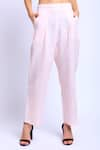 Linen Bloom_Pink 100% Linen Solid Pant _Online_at_Aza_Fashions