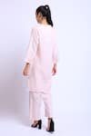 Shop_Linen Bloom_Pink 100% Linen Embroidered Floral Motifs Band Asymmetric Tunic _at_Aza_Fashions