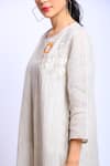 Buy_Linen Bloom_Beige 100% Linen Embroidered Floral Motifs Cape _Online_at_Aza_Fashions