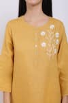 Buy_Linen Bloom_Yellow Pure Linen Embroidered Floral Motifs Round Tunic _Online_at_Aza_Fashions