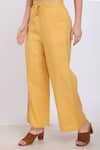 Linen Bloom_Yellow Pure Linen Drawstring Pant _Online_at_Aza_Fashions