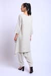 Shop_Linen Bloom_Beige 100% Linen Embroidered Floral Motifs Round Asymmetric Tunic _at_Aza_Fashions