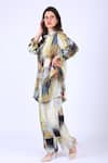 Linen Bloom_Multi Color 100% Linen Printed Digital Collared Neck Tunic _Online_at_Aza_Fashions