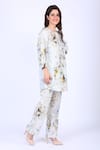 Shop_Linen Bloom_White 100% Linen Printed Wild Flowers Motifs Round Tunic _at_Aza_Fashions