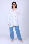 Buy_Linen Bloom_White Pure Linen Floral Motifs Shirt Collar Oversized _at_Aza_Fashions