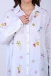 Buy_Linen Bloom_White Pure Linen Floral Motifs Shirt Collar Oversized _Online_at_Aza_Fashions