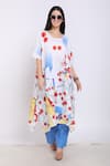 Buy_Linen Bloom_White Pure Linen Kandinsky Print Round Kaftan _at_Aza_Fashions