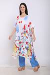 Linen Bloom_White Pure Linen Kandinsky Print Round Kaftan _Online_at_Aza_Fashions