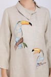 Buy_Linen Bloom_Beige Pure Linen Embroidered Bird Motifs Asymmetric Tunic _Online_at_Aza_Fashions