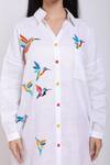 Buy_Linen Bloom_White Pure Linen Bird Motifs Shirt Collar Humming Embroidered _Online_at_Aza_Fashions