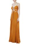 Buy_Deme by Gabriella_Orange Sweetheart Neck Flared Gown _Online_at_Aza_Fashions