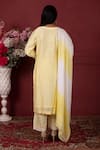 Shop_Ruh Clothing_Yellow Chanderi Embroidered Chikankari Round Notched Floral Kurta Set _at_Aza_Fashions