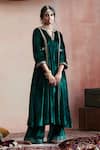 Buy Weaver Story Green Velvet, Cotton Zari, Embroidery Split Kalidar Kurta And Farshi Pant Set Online at Aza Fashions Buy_Weaver Story_Green Velvet, Cotton Zari, Embroidery Split Kalidar Kurta And Farshi Pant Set _Online_at_Aza_Fashions