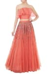 Buy_Rajat K Tangri_Peach Organza Off Shoulder Lehenga Set_at_Aza_Fashions