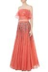 Buy_Rajat K Tangri_Peach Organza Off Shoulder Lehenga Set_Online_at_Aza_Fashions