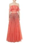 Shop_Rajat K Tangri_Peach Organza Off Shoulder Lehenga Set_Online_at_Aza_Fashions