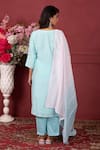 Shop_Ruh Clothing_Blue Chanderi Embroidered Chikankari V Neck Floral Kurta Set _at_Aza_Fashions