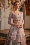 Adaara Couture Purple Silk, Net, Georgette Sequins, Zari, Embroidered Blouse Bridal Lehenga Set Online at Aza Fashions Adaara Couture_Purple Silk, Net, Georgette Sequins, Zari, Embroidered Blouse Bridal Lehenga Set _Online_at_Aza_Fashions