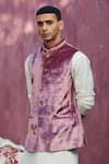 Buy_Weaver Story_Pink Velvet Embroidery Onion Nehru Jacket _Online_at_Aza_Fashions