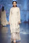 Buy_Nikasha_White Round Foil Print Tunic And Skirt Set For Women_at_Aza_Fashions