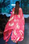 Shop_Nikasha_Pink Crepe Embellished Leaf Motifs Halter Neck Cape And Skirt Set For Women_at_Aza_Fashions