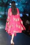 Shop_Nikasha_Red Pure Dupion Round Embroidered Dress With Jacket _at_Aza_Fashions